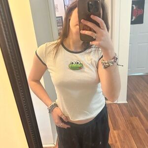 glamour chik vintage y2k frog baby ringer tee shirt